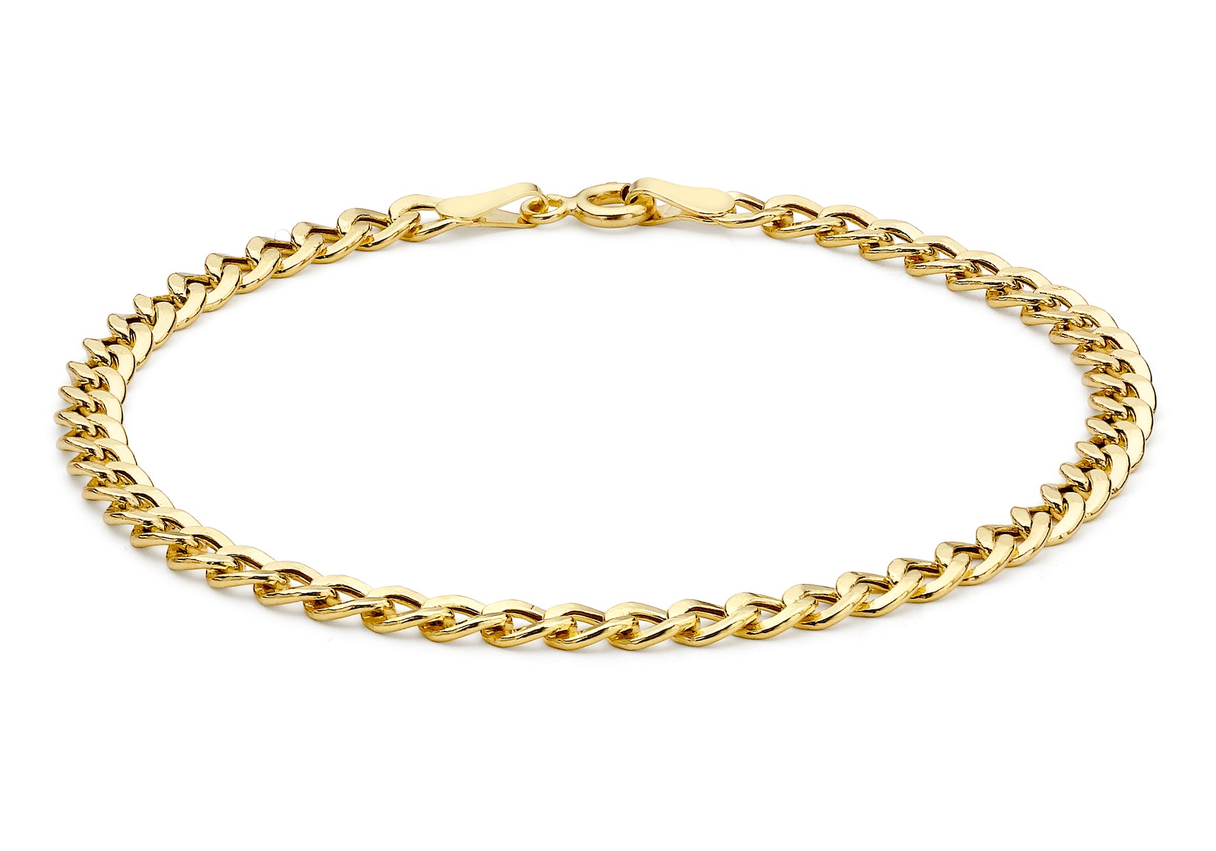 9ct Yellow Gold Hollow Flat Curb Bracelet 18m/7"9