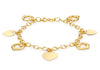 9ct Yellow Gold Heart 7-Charms Bracelet 18m/7"9
