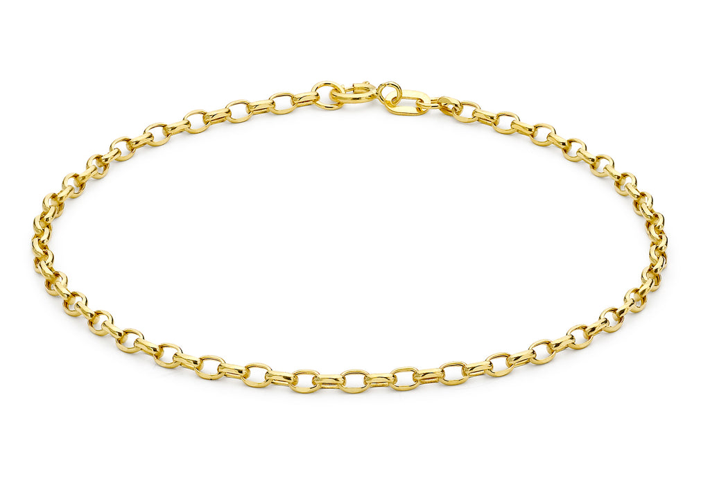 9ct Yellow Gold Hollow Diamond Cut Oval Belcher  Bracelet 19m/7.5"9