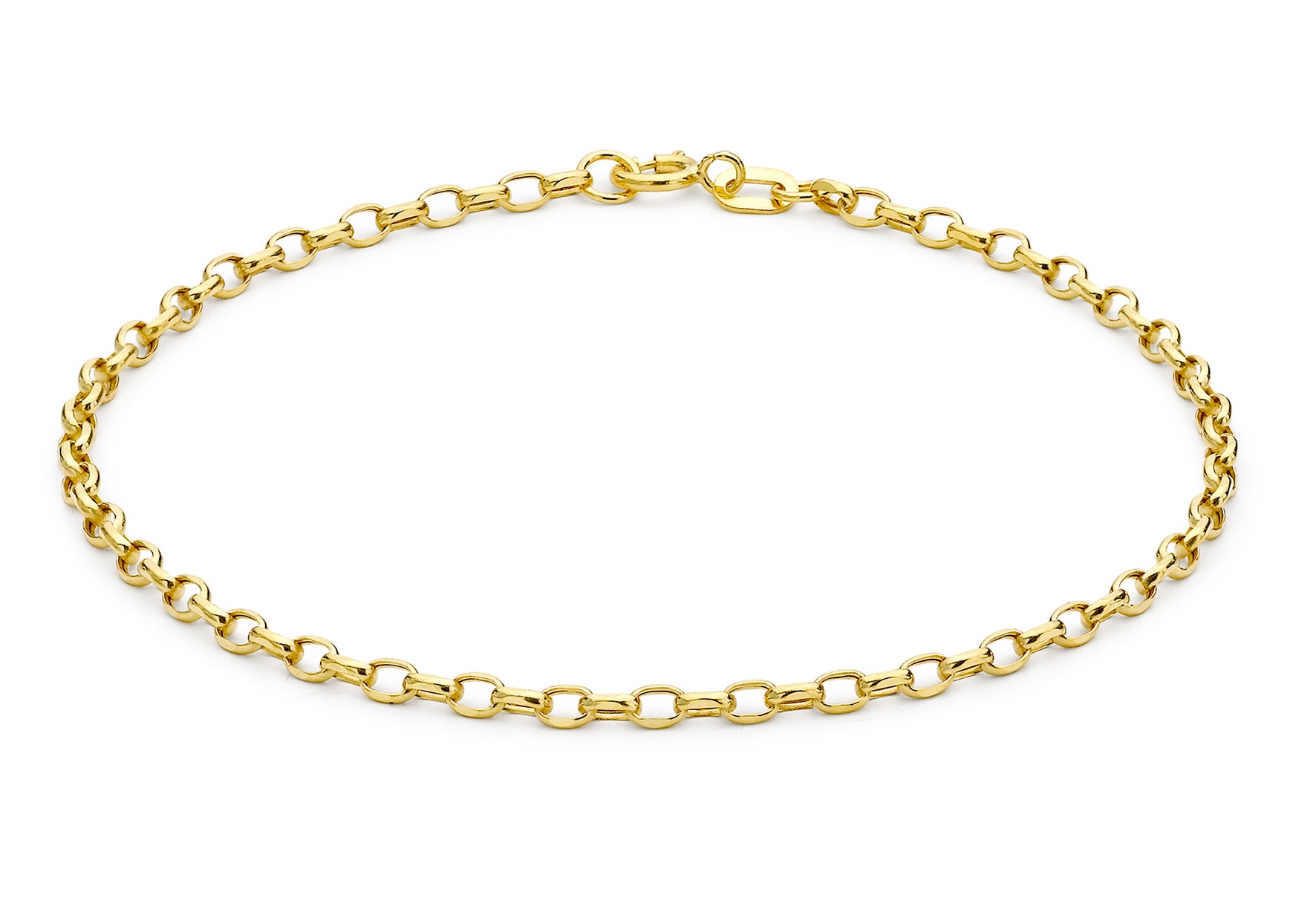 9ct Yellow Gold Hollow Diamond Cut Oval Belcher  Bracelet 19m/7.5"9