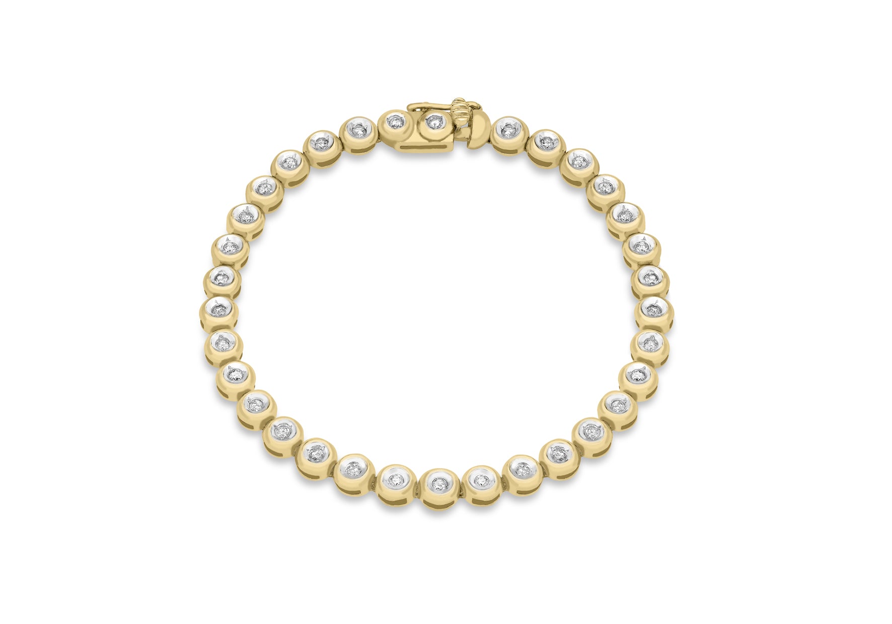 9ct Yellow Gold 1.07t Diamond DoughnCut Link Bracelet 18m/7"9