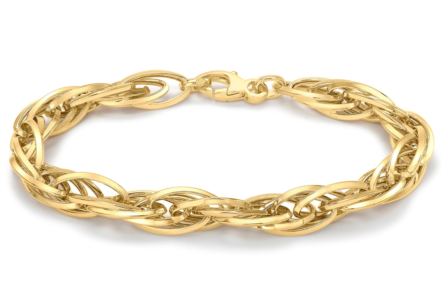 9ct Yellow Gold Twisted Oval Link Bracelet