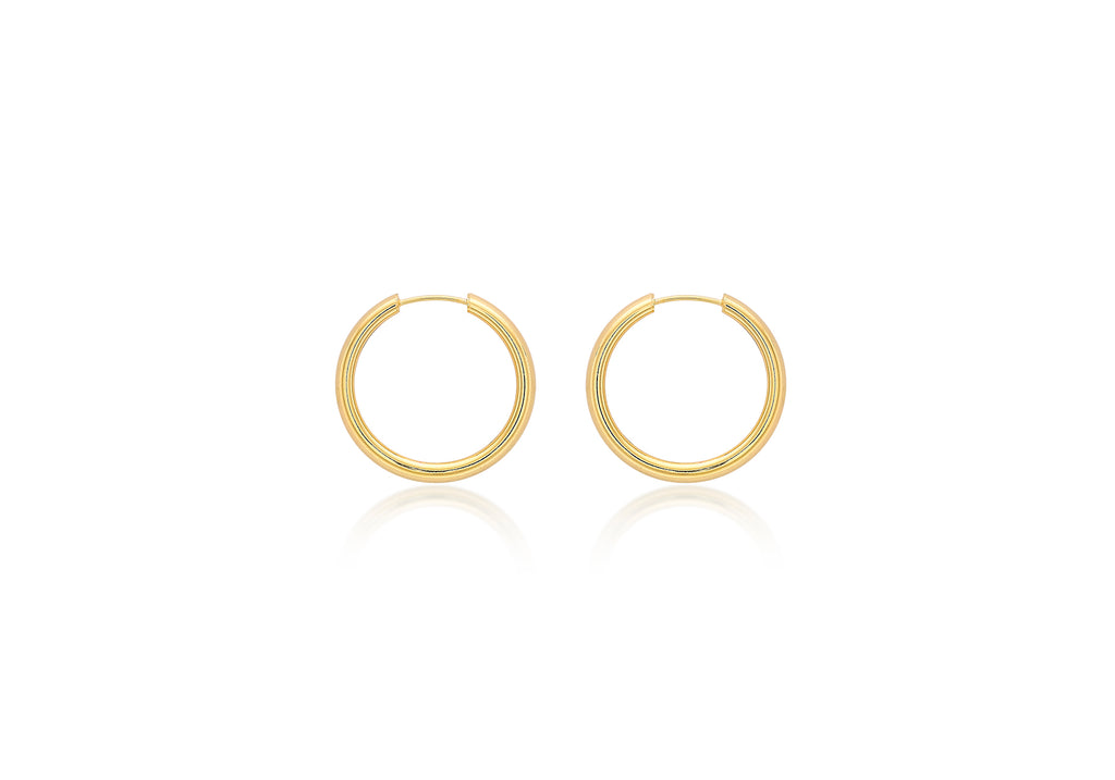 9ct Yellow Gold 25mm Tube Hoop Earrings
