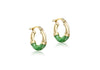 9ct Yellow Gold Green Enamel Twist Hoop Creole Earrings