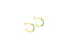9ct Yellow Gold Green Zirconia Open Hoop Stud Earrings