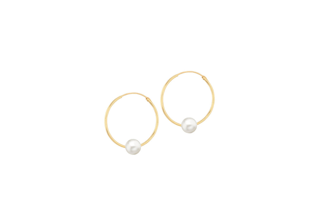 9ct Yellow Gold Freshwater Pearl Annulus Earrings