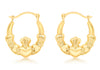 9ct Yellow Gold Claddagh Creole Earrings