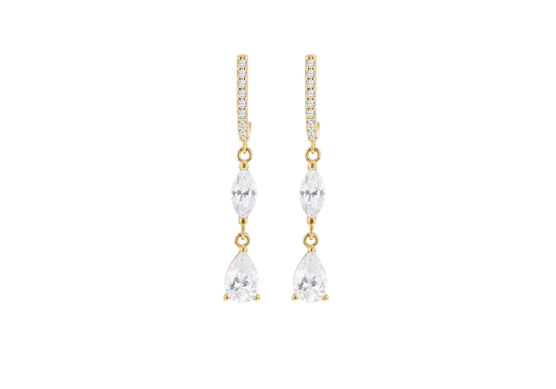 9ct Yellow Gold Marquise Zirconia Drop Earrings