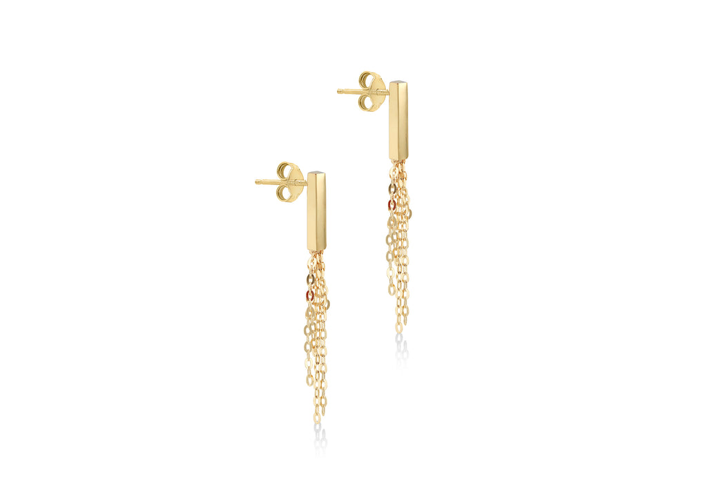 9ct Yellow Gold Tassel Bar Earrings