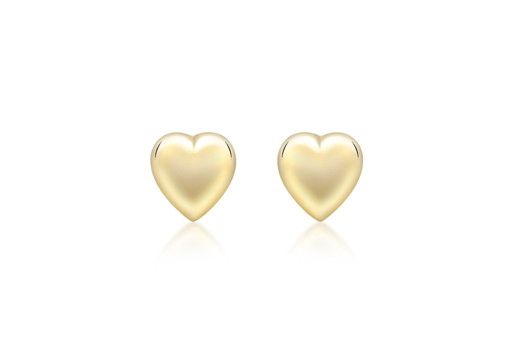 9ct Yellow Gold Puffed Heart Stud Earrings
