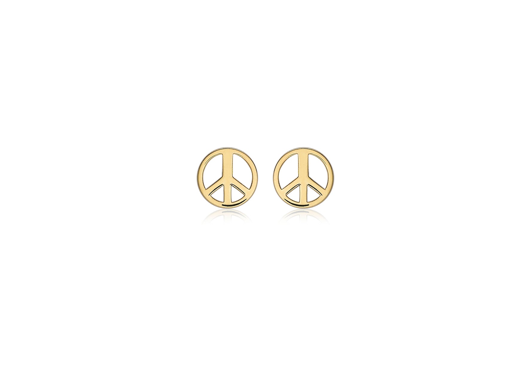 9ct Yellow Gold Peace Sign Stud Earrings
