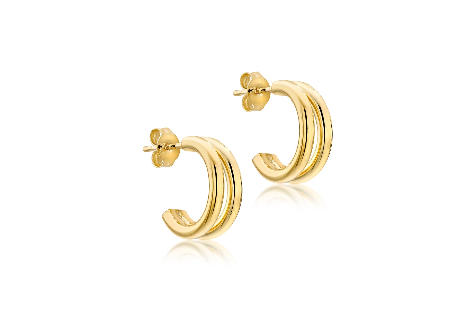 9ct Yellow Gold Double Tube Half Hoop Earrings