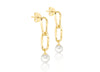 9ct Yellow Gold Freshwater Pearls Double Links Drop Earrings