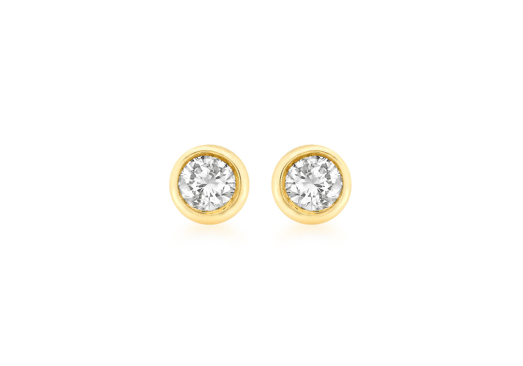 9ct Yellow Gold 0.20t Diamond 4.5mm Round Stud Earrings
