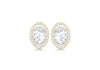 9ct Yellow Gold Oval Zirconia Pave Set Stud Earrings
