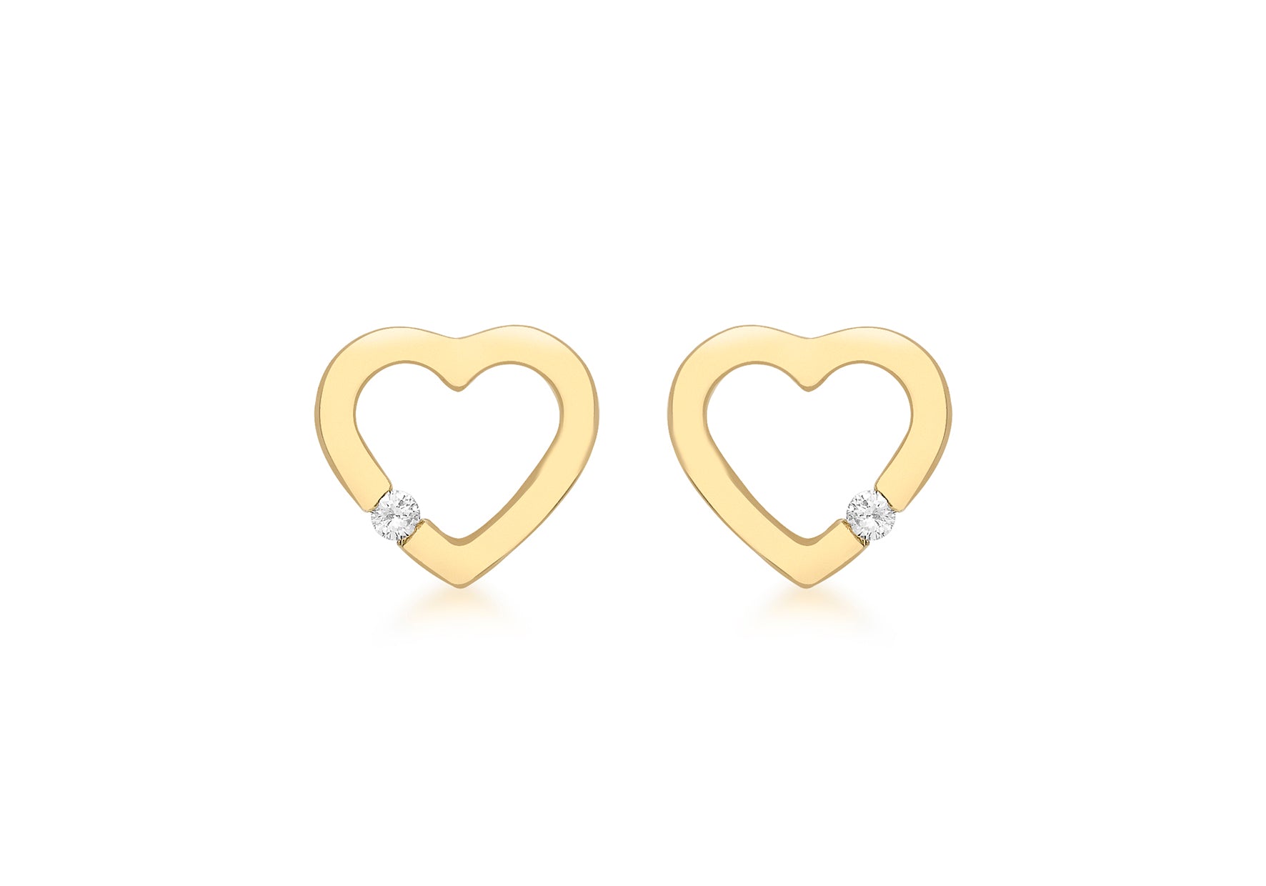 9ct White Gold 0.07ct Diamond Heart Stud Earrings