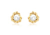 9ct Yellow Gold 5mm Knot and Pearl Stud Earrings