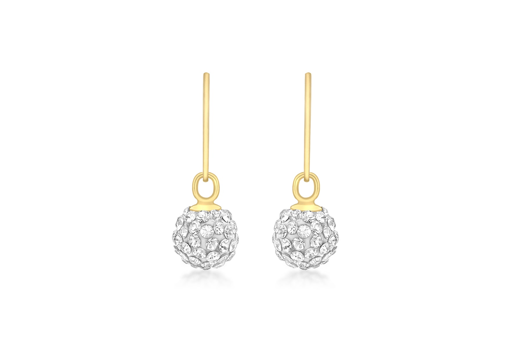9ct Yellow Gold Crystal 7mm Ball Drop Earrings