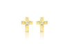 9ct Yellow Gold Zirconia  7.5mm x 10mm Cross Stud Earrings