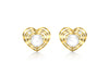 9ct Yellow Gold Cultured Pearl and Zirconia  Heart Stud Earrings