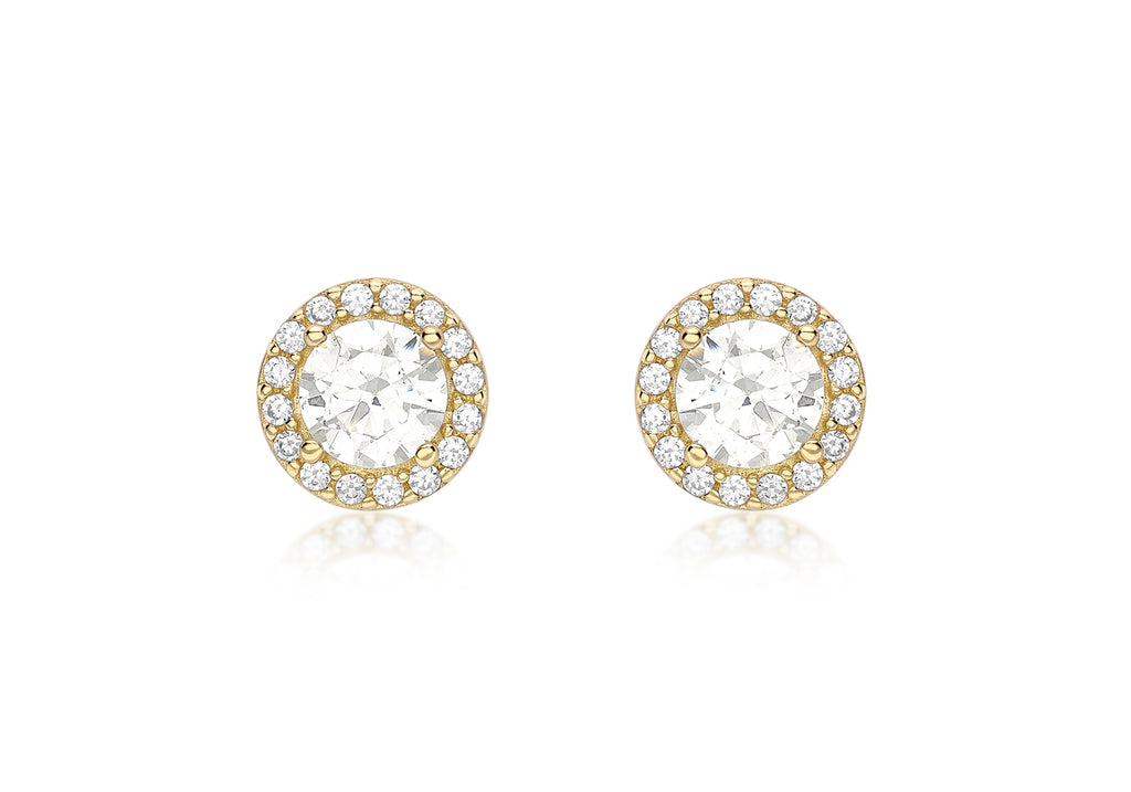 9ct Yellow Gold Zirconia  7.7mm Stud Earrings