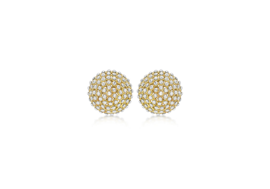 9ct Yellow Gold Zirconia  16mm Dome Stud Earrings