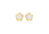 9ct Yellow Gold Mother of Pearl 8.8mm x 8.5mm Greian Key Flower Stud Earrings