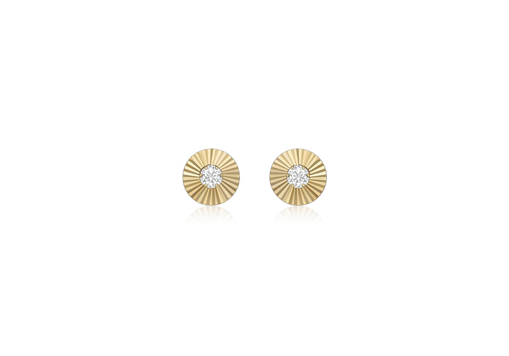9ct Yellow Gold Zirconia  6mm onertinaed Disc Stud Earrings