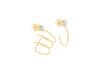 9ct Yellow Gold White Zirconia Cuff Opened Hoop Earrings