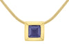 9ct Yellow Gold Square Iolite Pendant on Snake Chain 41m/16"9