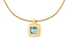9ct Yellow Gold Square Blue Topaz Pendant on Snake Chain Necklace  41m/16"9