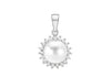 9ct White Gold 0.15t Diamond and Pearl Surround Pendant