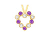 9ct Yellow Gold White and Purple Zirconia  Heart Pendant