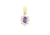 9ct Yellow Gold Purple and White Zirconia  Oval Flower Pendant