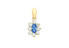 9ct Yellow Gold Blue & White Oval Blue Zirconia Pendant