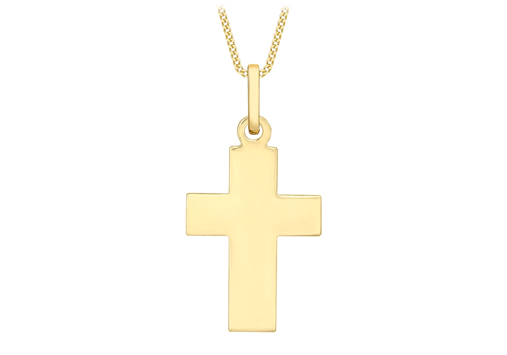 9ct Yellow Gold Thick Plain Cross Pendant