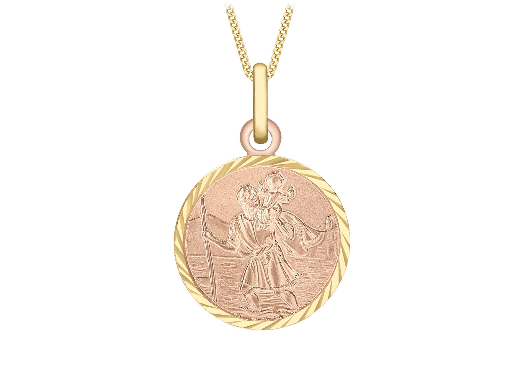 9ct Yellow Gold Round St Christopher Pendant