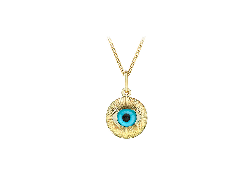 9ct Yellow Gold 13mm x 21.3mm Evil Eye Pendant