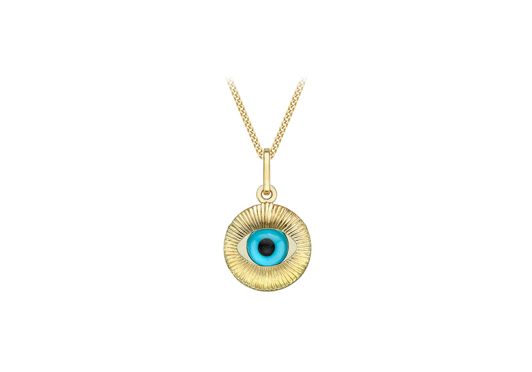 9ct Yellow Gold 13mm x 21.3mm Evil Eye Pendant