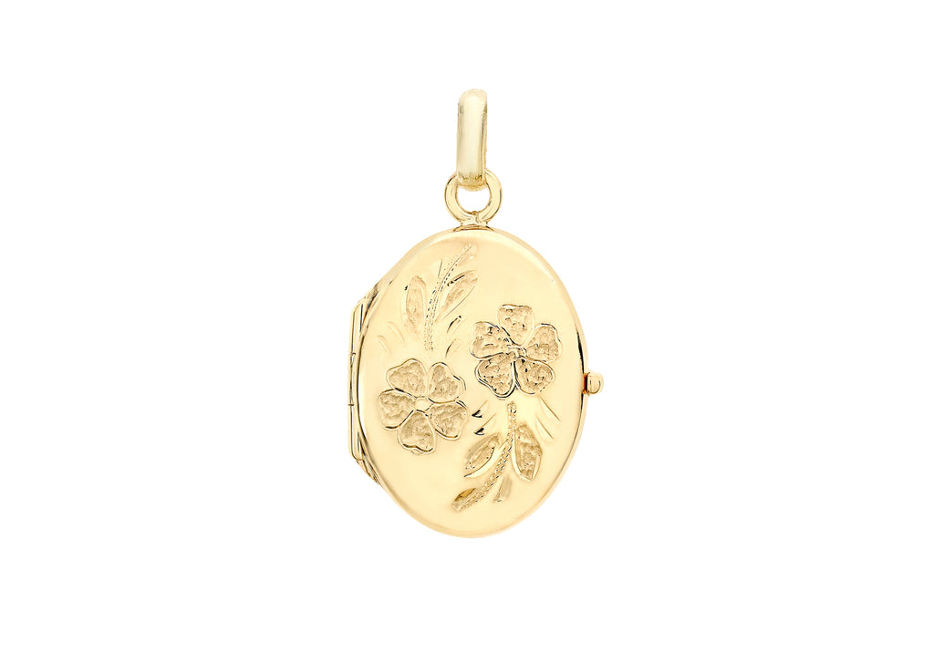9ct Yellow Gold 17mm x 24mm Daisy-Detail Oval Locket