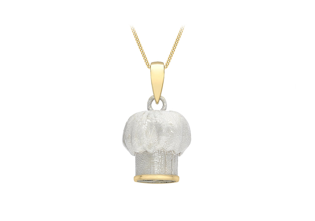 9ct Yellow Gold White Chef's Hat Pendant