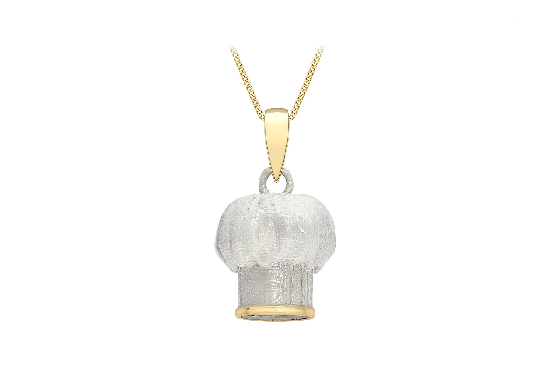 9ct Yellow Gold White Chef's Hat Pendant