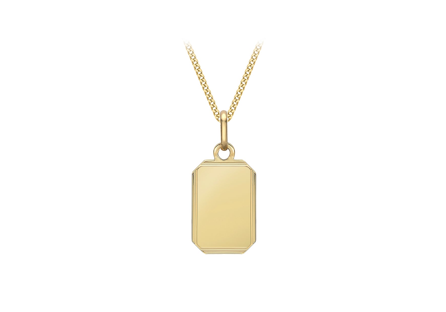 9ct Yellow Gold 10.5mm x 23.5mm Bevelled Edge Retangle Pendant