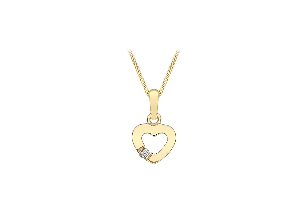 9ct Yellow Gold Zirconia Open-Heart Pendant