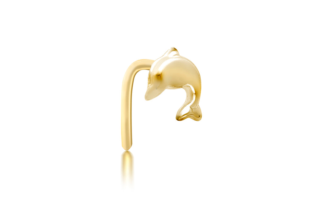 9ct Yellow Gold Dolphin Nose Piercing