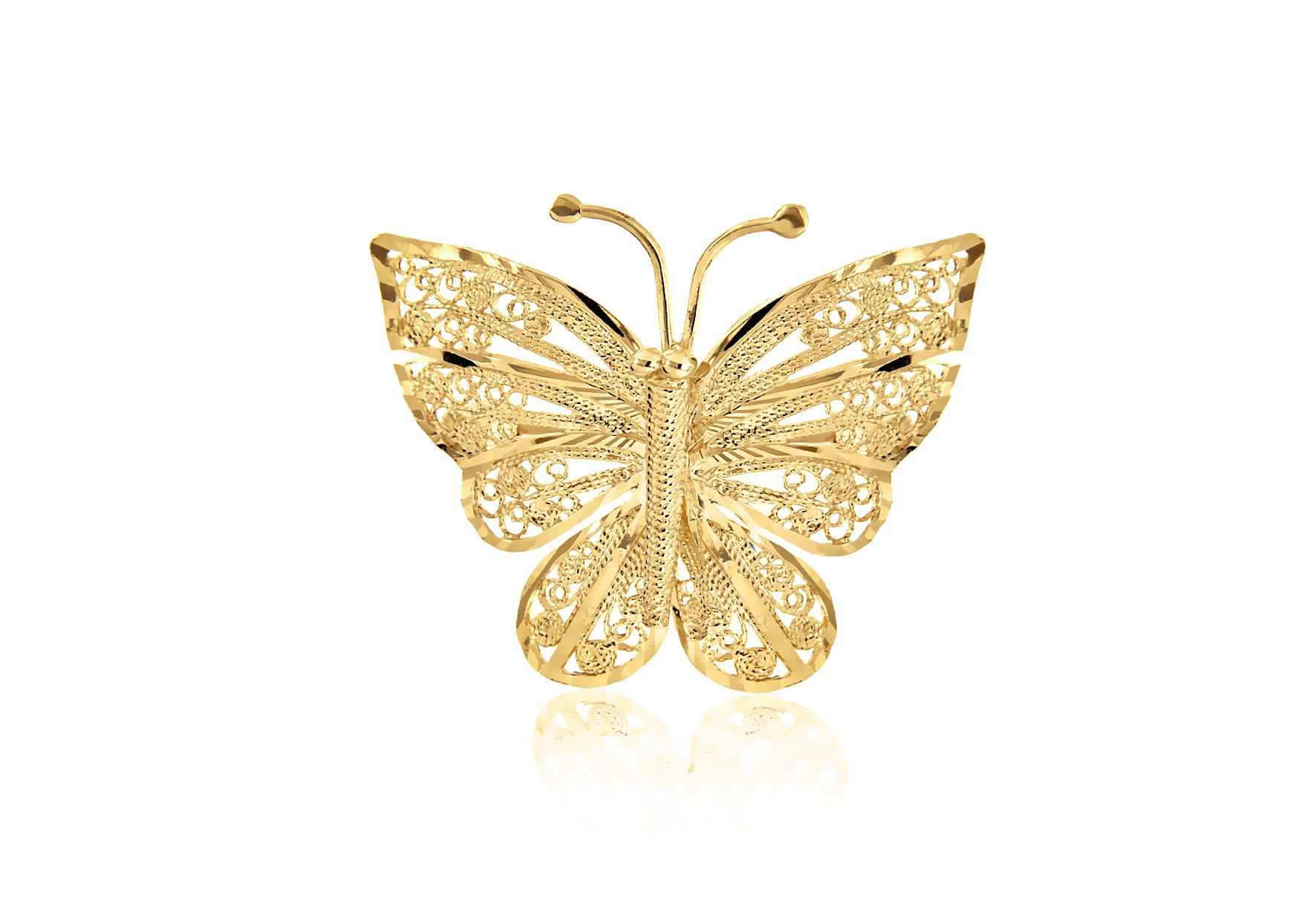 9ct Yellow Gold Ornate Filigree Butterfly Brooch