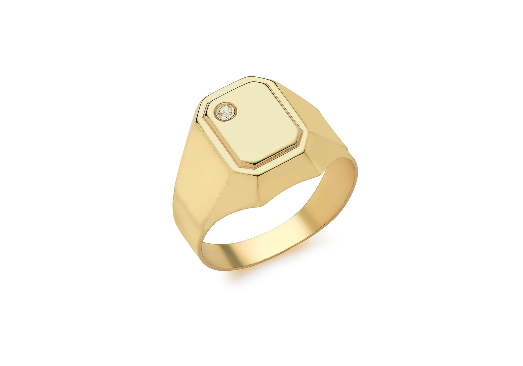 9ct Yellow Gold Zirconia  7mm x 9.2mm Retangle Signet Ring