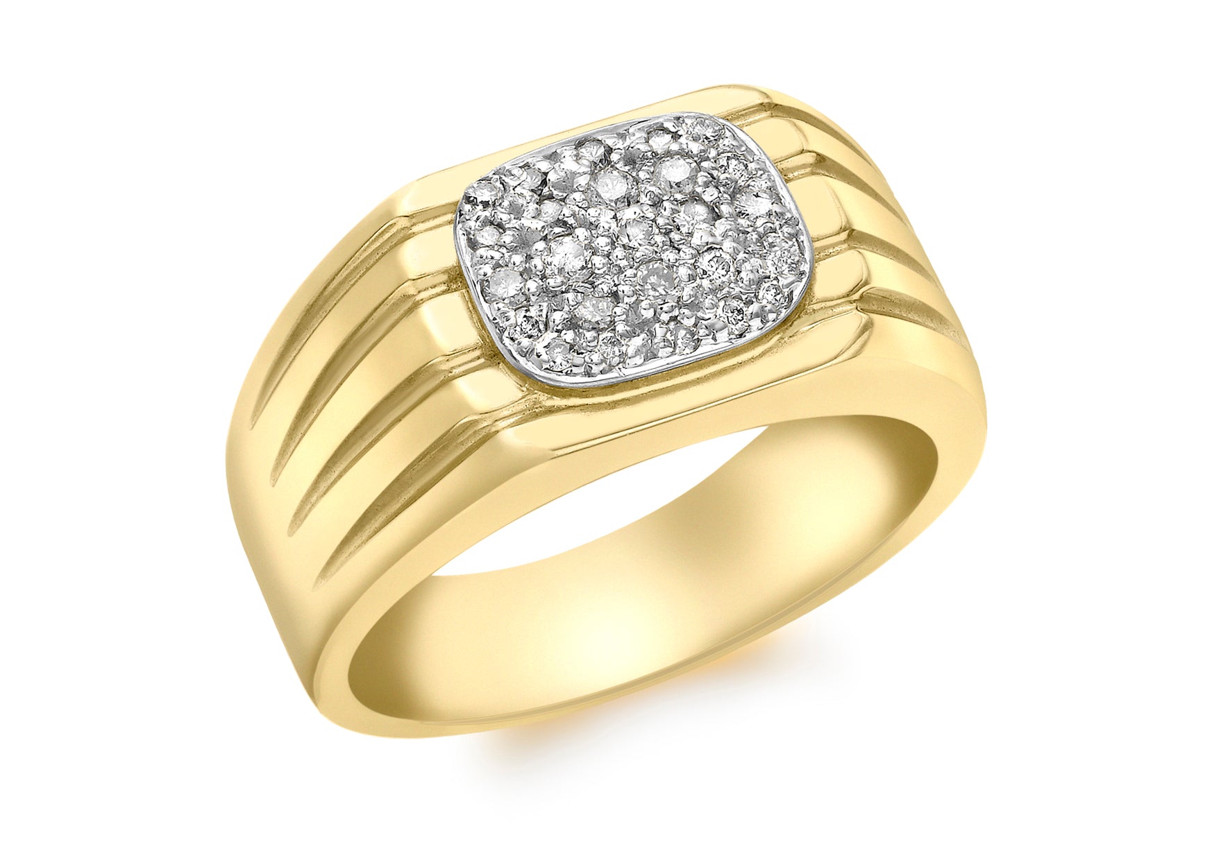 9ct Yellow Gold 0.25t Diamond Men's ushion FlCute Ring