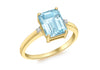 9ct Yellow Gold 0.01t Diamond and Blue Topaz Rectangular Ring