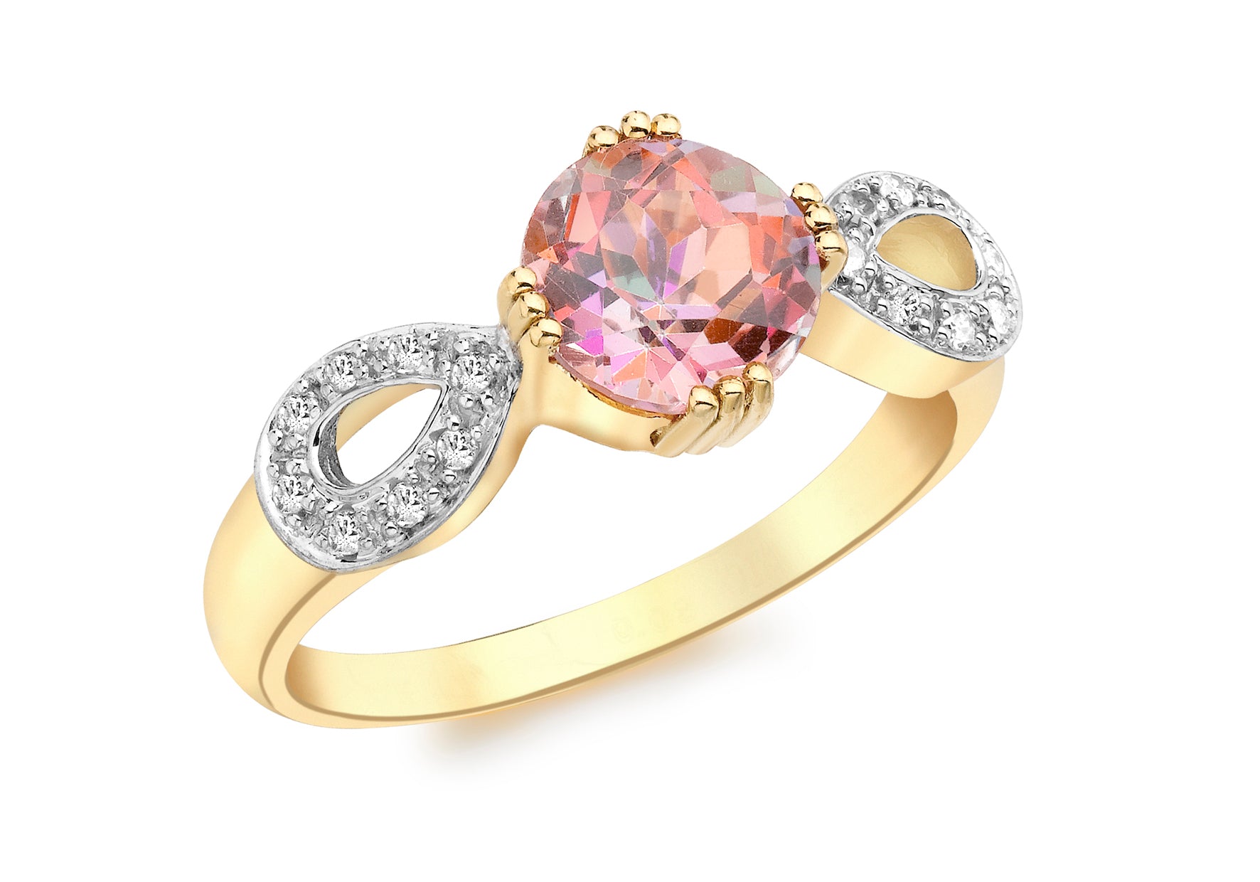9ct Yellow Gold 0.13t Diamond and Azoti Estasy Topaz Ring